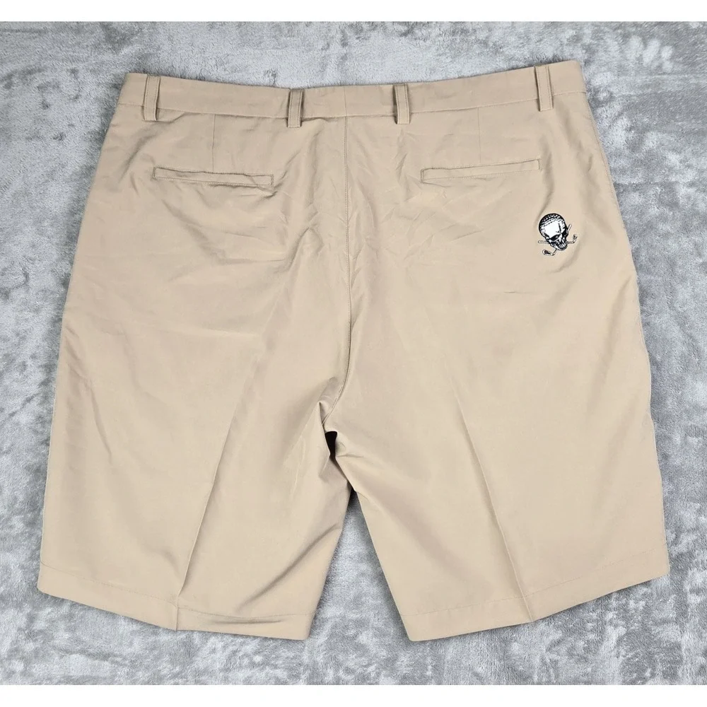 Tattoo Golf Performance Shorts Men's Size 42 Stretch Poly‎ Beige Skull EUC